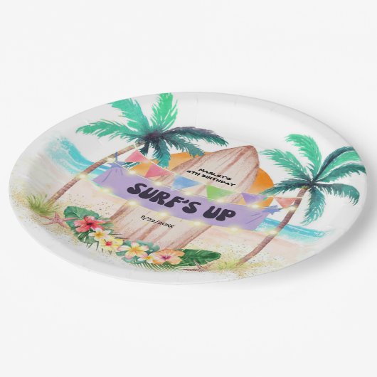 Surf en Zee | Maandag van de Tropische strand van  Papieren Bordje (Gekanteld)