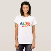 Surf Evolutie Silhouet Wave Rider Design T-shirt (Voorkant volledig)
