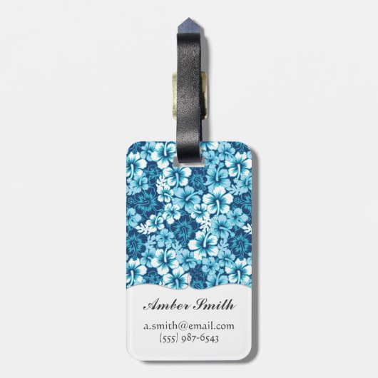 Surf Floral Hibiscus Pattern Bagagelabel (Achterkant verticaal)