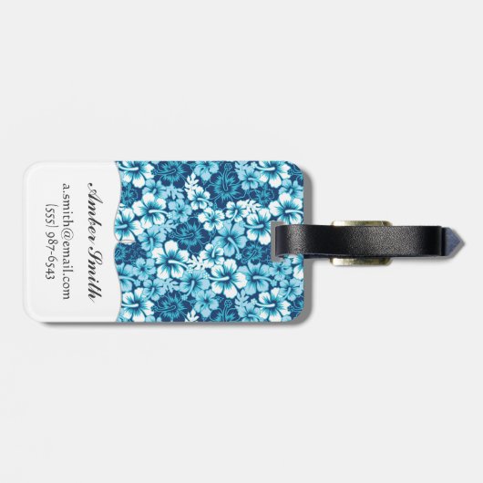 Surf Floral Hibiscus Pattern Bagagelabel (Achterkant horizontaal)