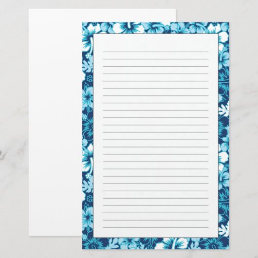 Surf Floral Hibiscus Pattern Briefpapier (Voorkant / Achterkant)