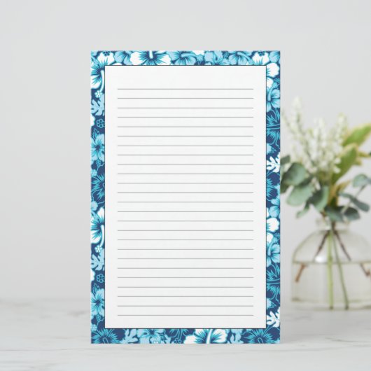 Surf Floral Hibiscus Pattern Briefpapier (Staand voorkant)