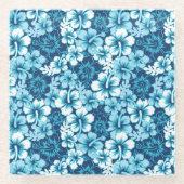 Surf Floral Hibiscus Pattern Glazen Onderzetter (Voorkant)