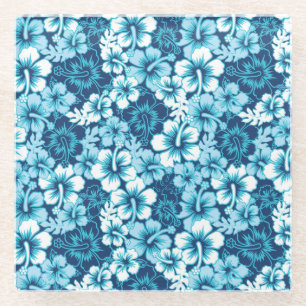 Surf Floral Hibiscus Pattern Glazen Onderzetter