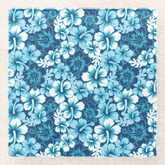 Surf Floral Hibiscus Pattern Glazen Onderzetter (Voorkant)