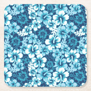 Surf Floral Hibiscus Pattern Kartonnen Onderzetters