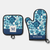 Surf Floral Hibiscus Pattern Ovenwant & Pannenlap Set (Voorkant)