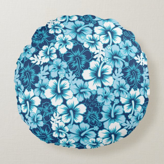 Surf Floral Hibiscus Pattern Rond Kussen (Voorkant)