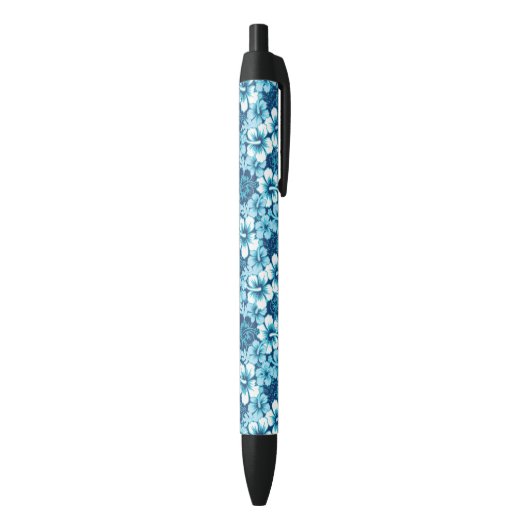 Surf Floral Hibiscus Pattern Zwarte Inkt Pen (Achterkant (Verticaal))