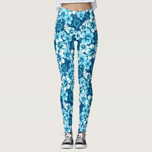Surf florale hibiscus leggings (Voorkant)