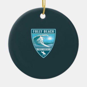 Surf Folly Beach South Carolina Keramisch Ornament
