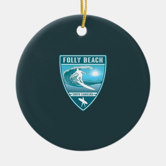 Surf Folly Beach South Carolina Keramisch Ornament (Voorkant)