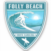 Surf Folly Beach South Carolina Sticker (Voorkant)