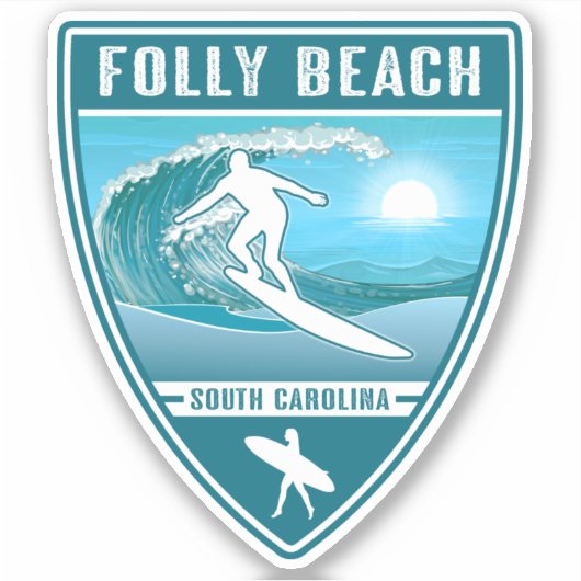 Surf Folly Beach South Carolina Sticker (Voorkant)