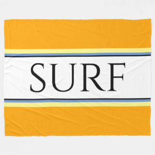 SURF Fun Gouden Geel Wit Blauw Racing Stripes Fleece Deken
