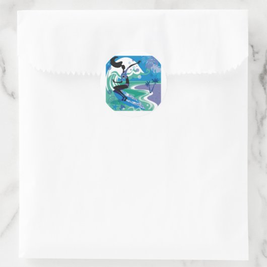 surf genieten ronde sticker (Tas)
