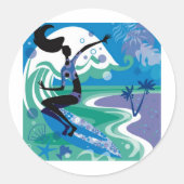 surf genieten ronde sticker (Voorkant)