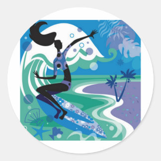 surf genieten ronde sticker