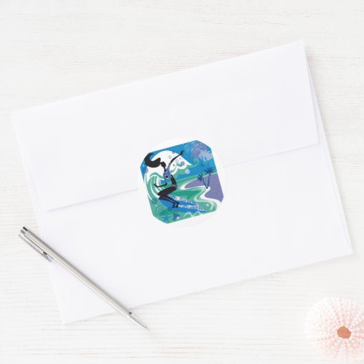 surf genieten ronde sticker (Envelop)