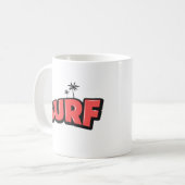 Surf, gewoon surfen. In het rood Koffiemok (Voorkant links)