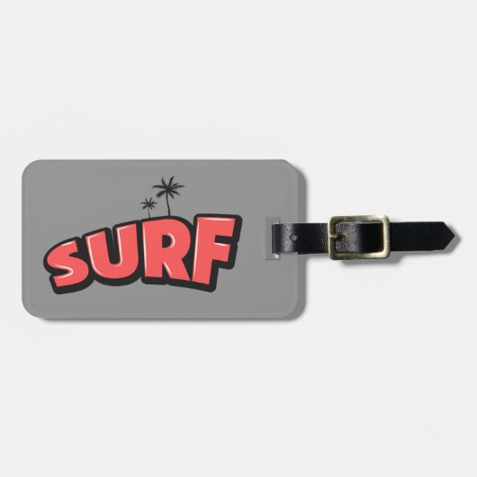 Surf, gewoon surfen. In rood en grijs Bagagelabel (Voorkant horizontaal)