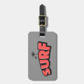 Surf, gewoon surfen. In rood en grijs Bagagelabel (Voorkant verticaal)