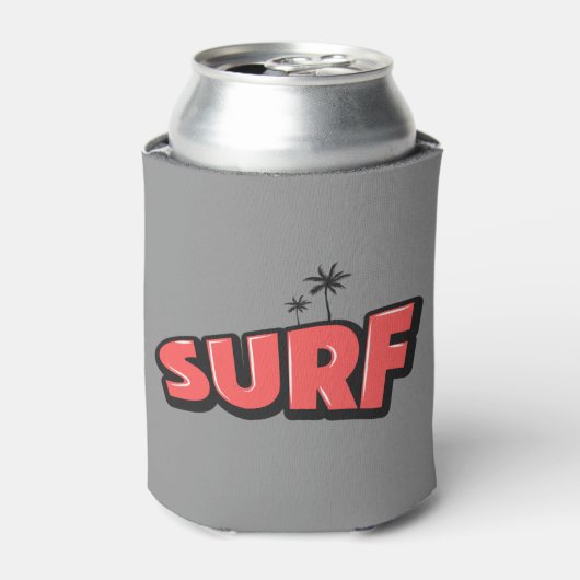 Surf, gewoon surfen. In rood en grijs Blikjeskoeler (Blikje Voorkant)