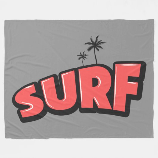 Surf, gewoon surfen. In rood en grijs Fleece Deken (Voorkant (Horizontaal))