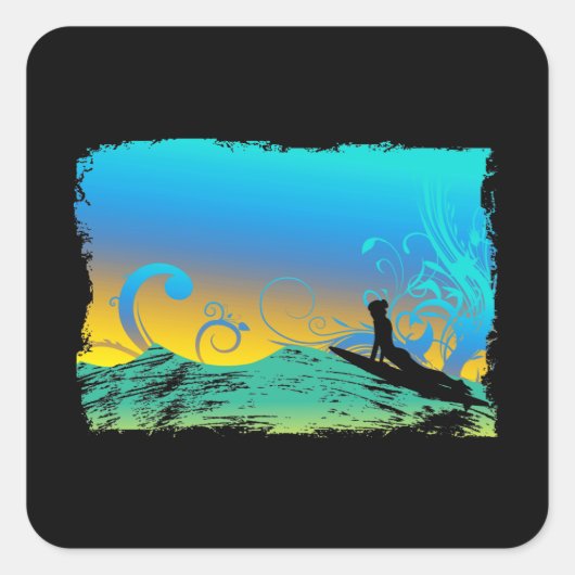 Surf Girl Vierkante Sticker (Voorkant)