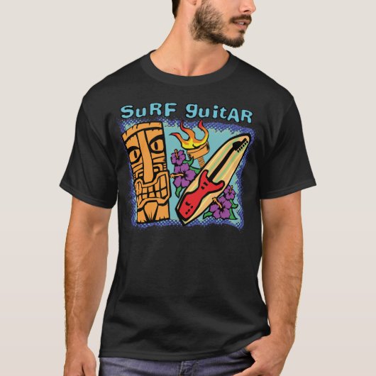 Surf gitaar: Tiki w/Torch en Hibiscus T-shirt (Voorkant)