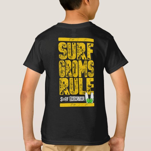 Surf Groms Rule!! (geel) T-shirt (Achterkant)