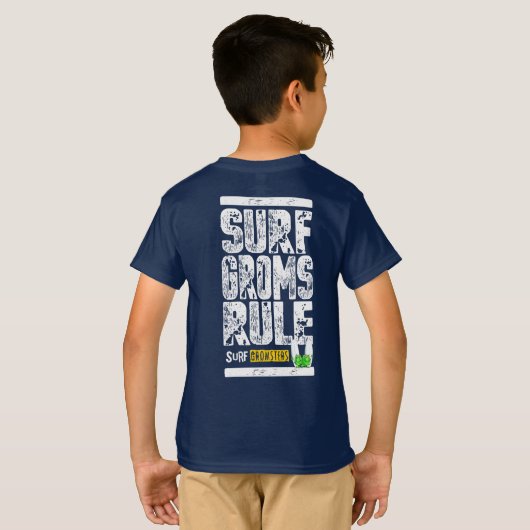 Surf Groms Rule!! (wit) T-shirt (Achterkant volledig)
