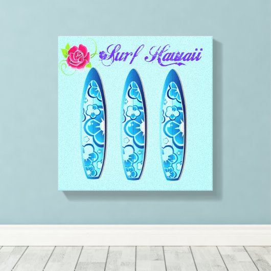 Surf Hawaii Surfboards Canvas Afdruk (Insitu (Houten vloer))
