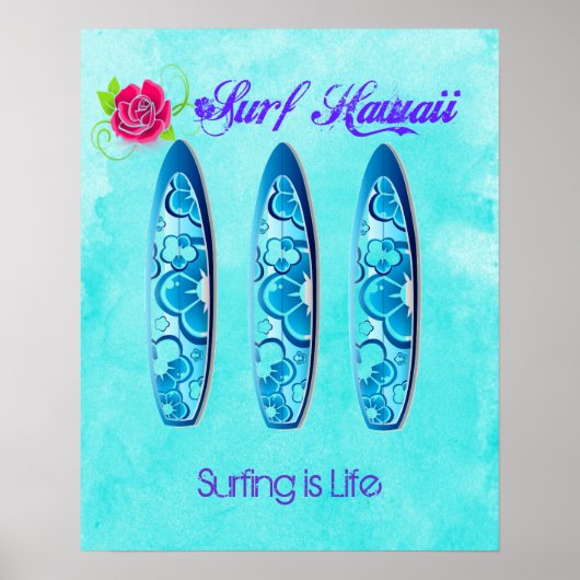 Surf Hawaii Surfboards - Surfen is leven Poster (Voorkant)