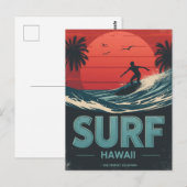 Surf Hawaii Zonsondergang Sfeer Briefkaart (Voorkant / Achterkant)