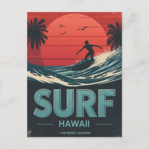 Surf Hawaii Zonsondergang Sfeer Briefkaart