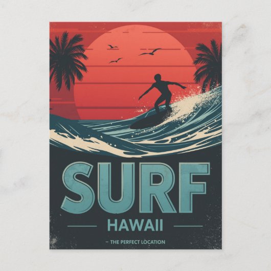 Surf Hawaii Zonsondergang Sfeer Briefkaart (Voorkant)