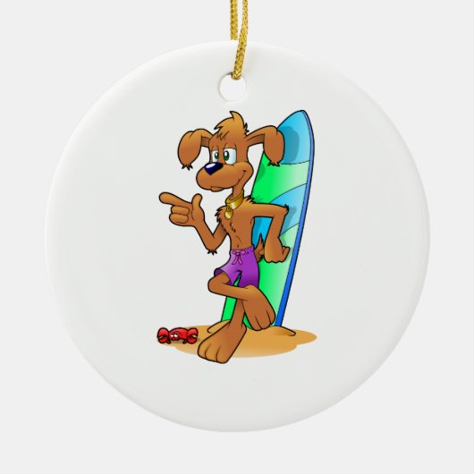 Surf Hond Keramisch Ornament (Voorkant)