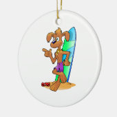 Surf Hond Keramisch Ornament (Links)