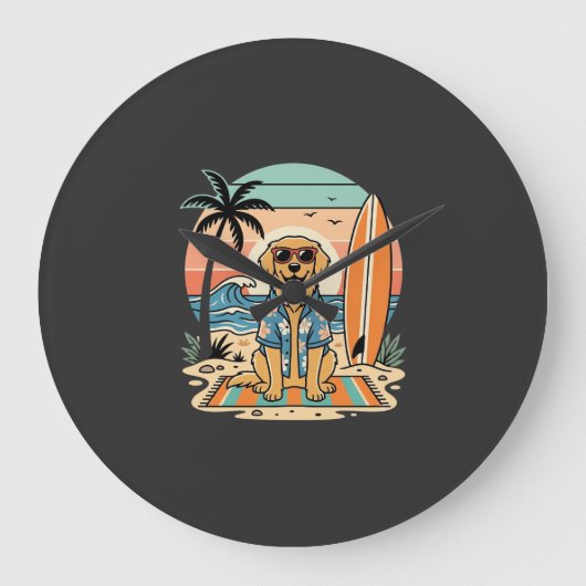 Surf Hound Retro Strand Zomer Grote Klok (Voorkant)