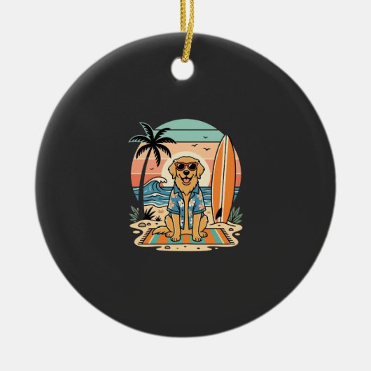 Surf Hound Retro Strand Zomer Keramisch Ornament (Voorkant)