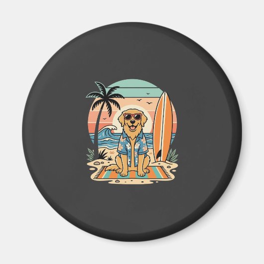 Surf Hound Retro Strand Zomer Magneet (Voorkant)