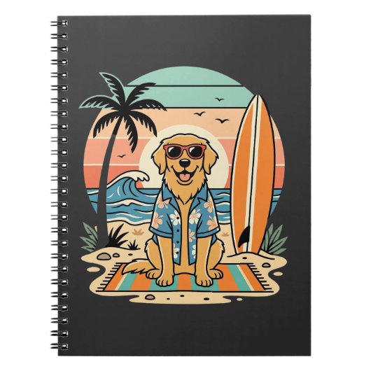 Surf Hound Retro Strand Zomer Notitieboek (Voorkant)