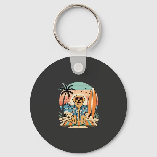 Surf Hound Retro Strand Zomer Sleutelhanger (Voorkant)