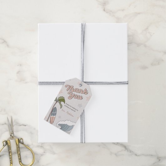 Surf in de oceaan Birthday Dank u Label Cadeaulabel (Met Touw)