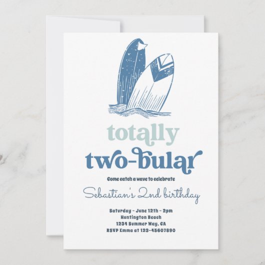 Surf in totaal tweeledig Surf 2e verjaardag Kaart (Voorkant)