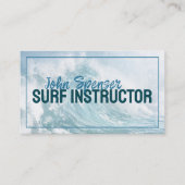 Surf Instructeur Surfing Lessons Big Ocean Wave Visitekaartje (Voorkant)