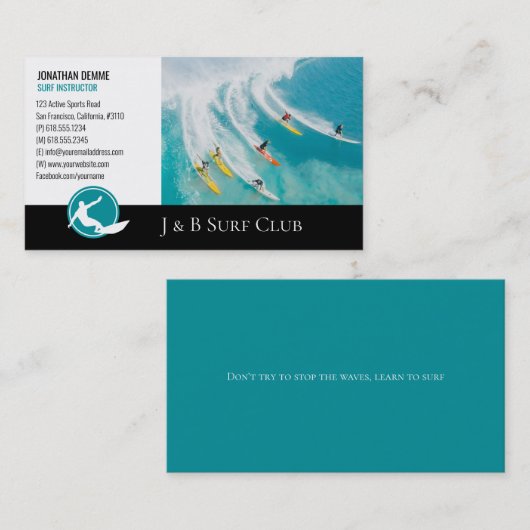 Surf Instructor | Actief surfplanherstel Visitekaartje (Voorkant / Achterkant)