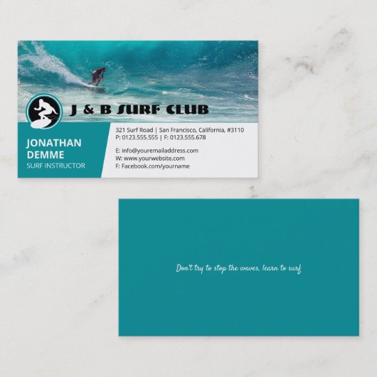 Surf Instructor | Actief surfplanherstel Visitekaartje (Voorkant / Achterkant)