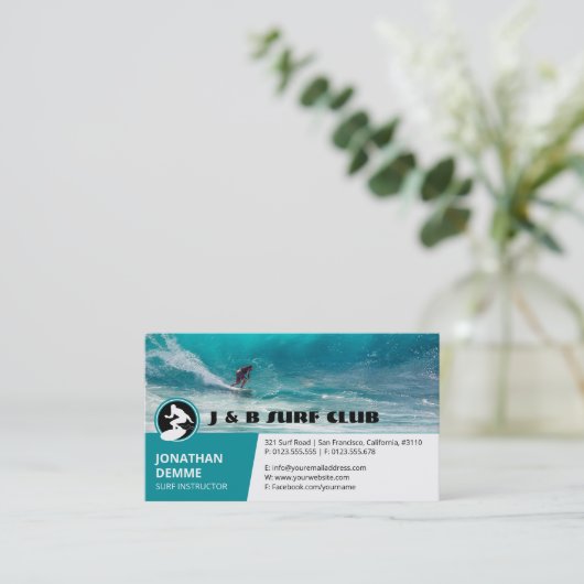 Surf Instructor | Actief surfplanherstel Visitekaartje (Staand voorkant)